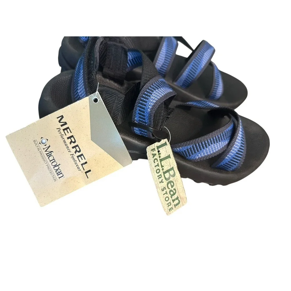Merrell Python Sandals Black Blue Strap Hiking Outdoor Trail NEW Mens 9 LL Bean